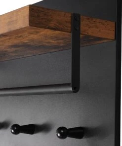 Songmics - Industrieel Kapstok Met Hoedenplank - Wandkapstok In Metaal / Hout - 60 X 21.5 X 40 Cm - Zwart / Bruin -Baby Peuter Winkel 1003x1200 3