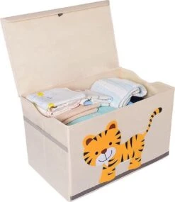 Opbergkist Kinderen - Speelgoedkist - Vrolijke Tijger - Opbergkist Voor De Babykamer - Wasmand Kinderkamer - Opbergen Speelgoedmand - Wit - Geel -Baby Peuter Winkel 1040x1200 1
