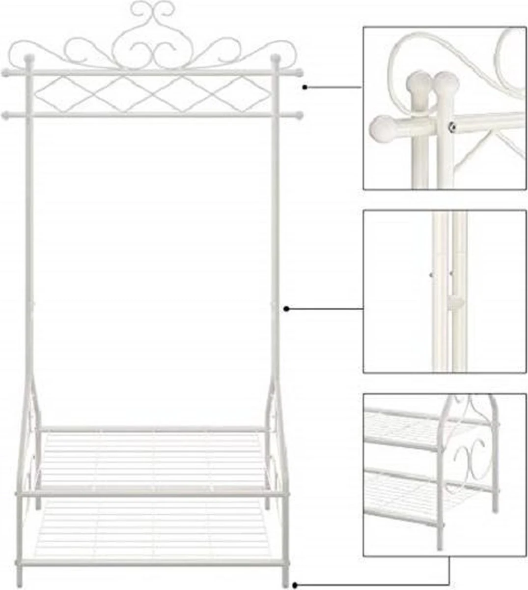 Songmics Vintage Kledingstandaard – Kledingrek - Rek Met Kledingstang En 2 Planken 7 Songmics Vintage Kledingstandaard – Kledingrek - Rek Met Kledingstang En 2 Planken - Afbeelding 5