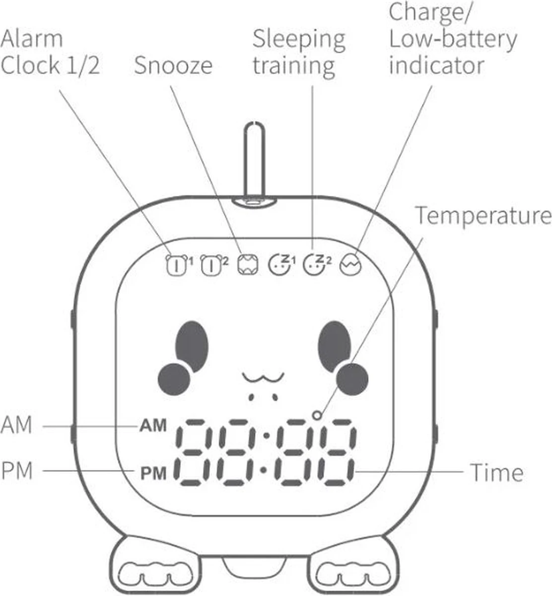 Slaaptrainer 3 In 1- Wakker Licht, Wekker En Nachtlamp-Blauw Dino Ontwerp 9 Slaaptrainer 3 In 1- Wakker Licht, Wekker En Nachtlamp-Blauw Dino Ontwerp - Afbeelding 7