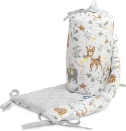 Sensillo Baby Bedbumper - Bedomrander - Anti Stootrand Ledikant - Bed Zijbeschermers - 180x30cm - Grijs Bosdiertjes -Baby Peuter Winkel 1159x1200 2
