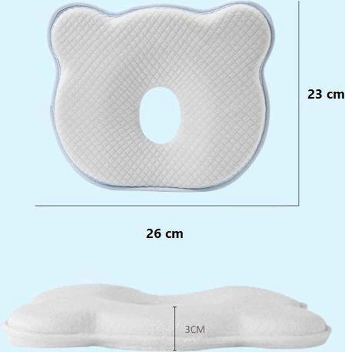 MINIIYOU® Orthopedisch Baby Hoofdkussen - Blauw - Plat Hoofd - Katoen - Traagschuim Vulling 8 MINIIYOU® Orthopedisch Baby Hoofdkussen - Blauw - Plat Hoofd - Katoen - Traagschuim Vulling - Afbeelding 6