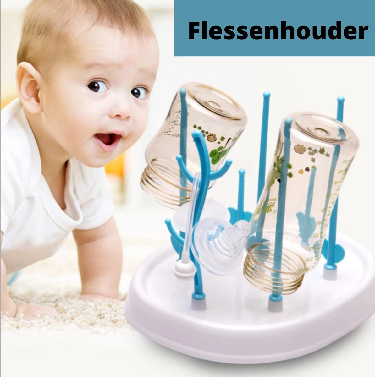 Merkloos Babyfles Droogrek - Flessen Droogrek - Afdruiprek Met Lekbak - Afwasrek - Baby Flesjes Droogrek - Flessenrek - Kraamcadeau - Baby Cadeau - Blauw 4 Merkloos Babyfles Droogrek - Flessen Droogrek - Afdruiprek Met Lekbak - Afwasrek - Baby Flesjes Droogrek - Flessenrek - Kraamcadeau - Baby Cadeau - Blauw - Afbeelding 2