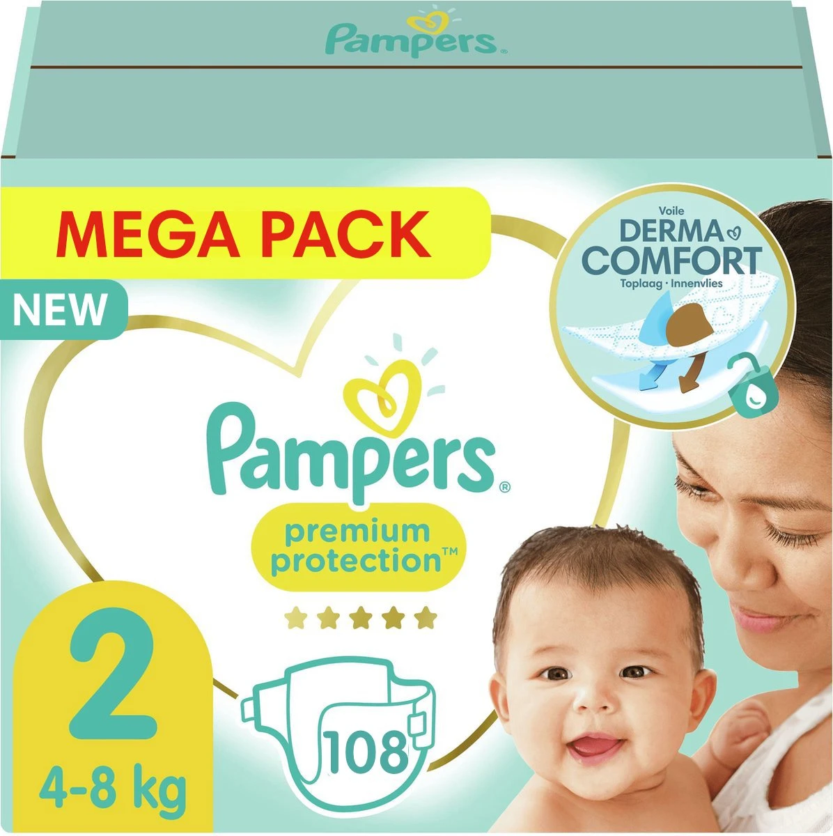 Pampers® Pampers - Premium Protection - Maat 2 - Mega Pack - 108 Luiers 3 Pampers® Pampers - Premium Protection - Maat 2 - Mega Pack - 108 Luiers