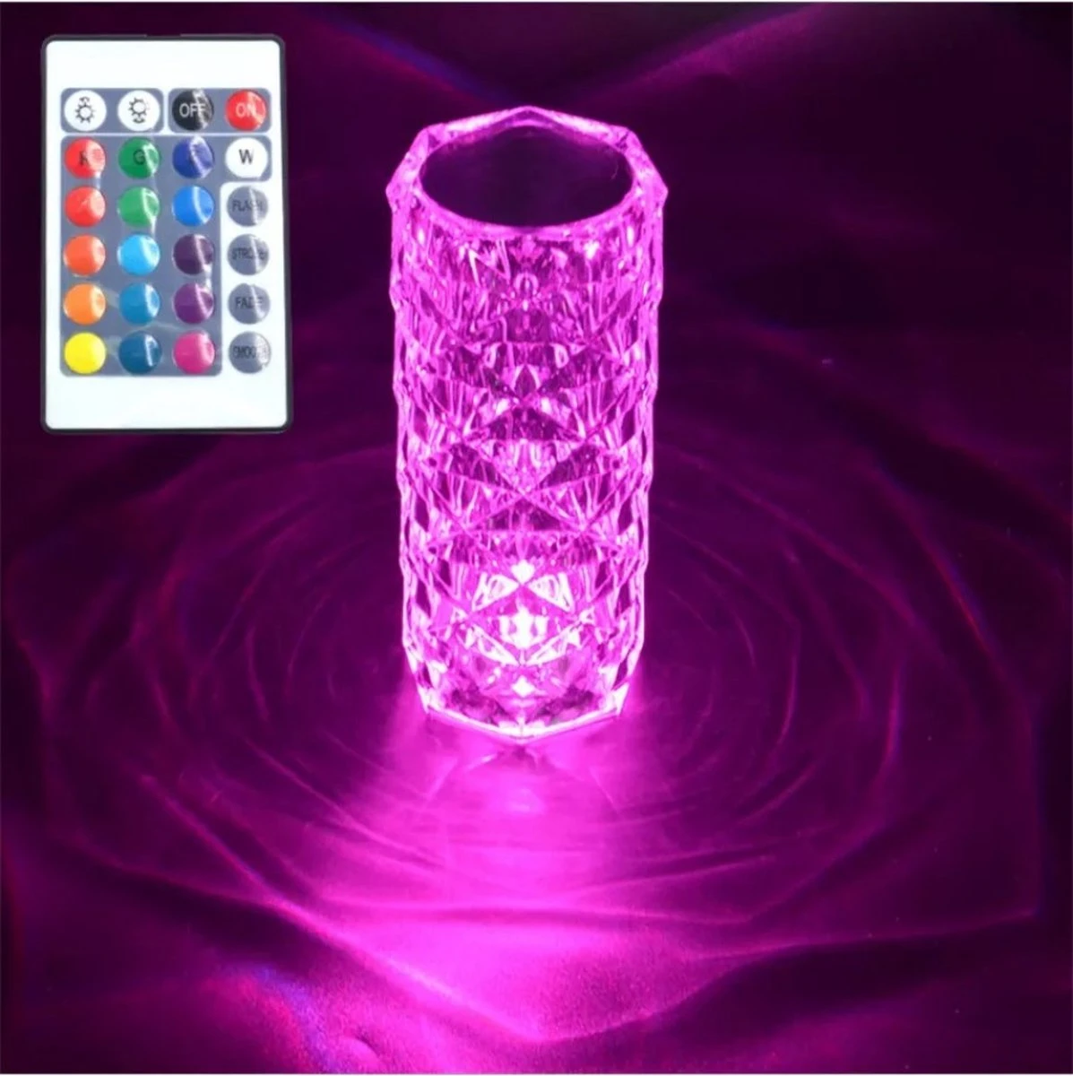 Merkloos Crystal Led Touch Lamp - Oplaadbaar Met Afstandsbediening 3 Merkloos Crystal Led Touch Lamp - Oplaadbaar Met Afstandsbediening