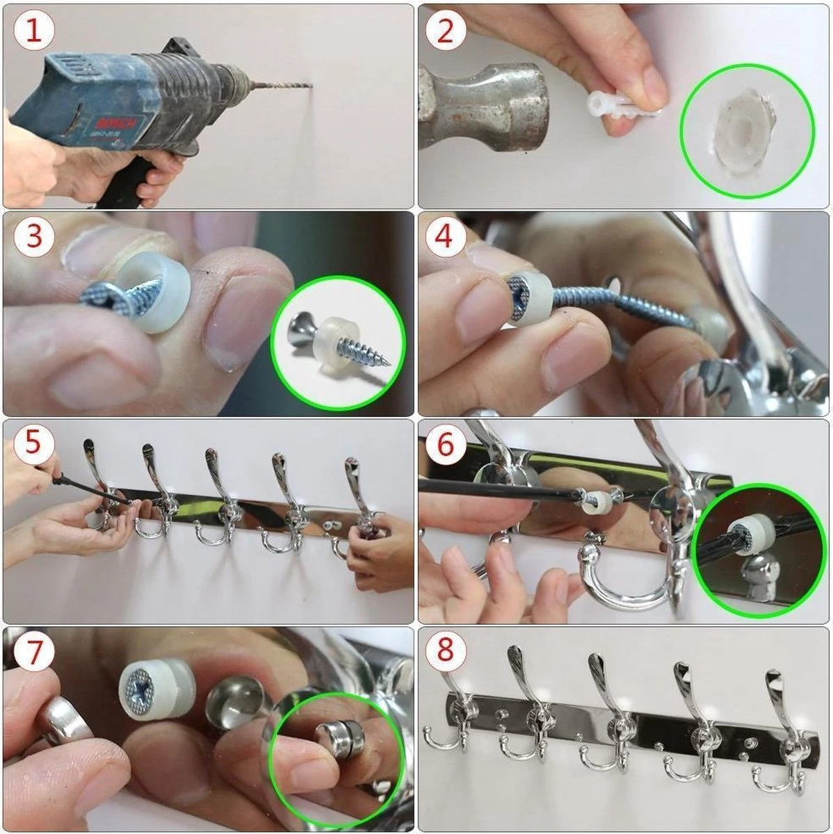 Merkloos Parya Home - 15-Haaks Wandkapstok - Muur / Wand Kapstok - Hangende Design Muurkapstok - Handdoekrek - RVS / Chroom 7 Merkloos Parya Home - 15-Haaks Wandkapstok - Muur / Wand Kapstok - Hangende Design Muurkapstok - Handdoekrek - RVS / Chroom - Afbeelding 5