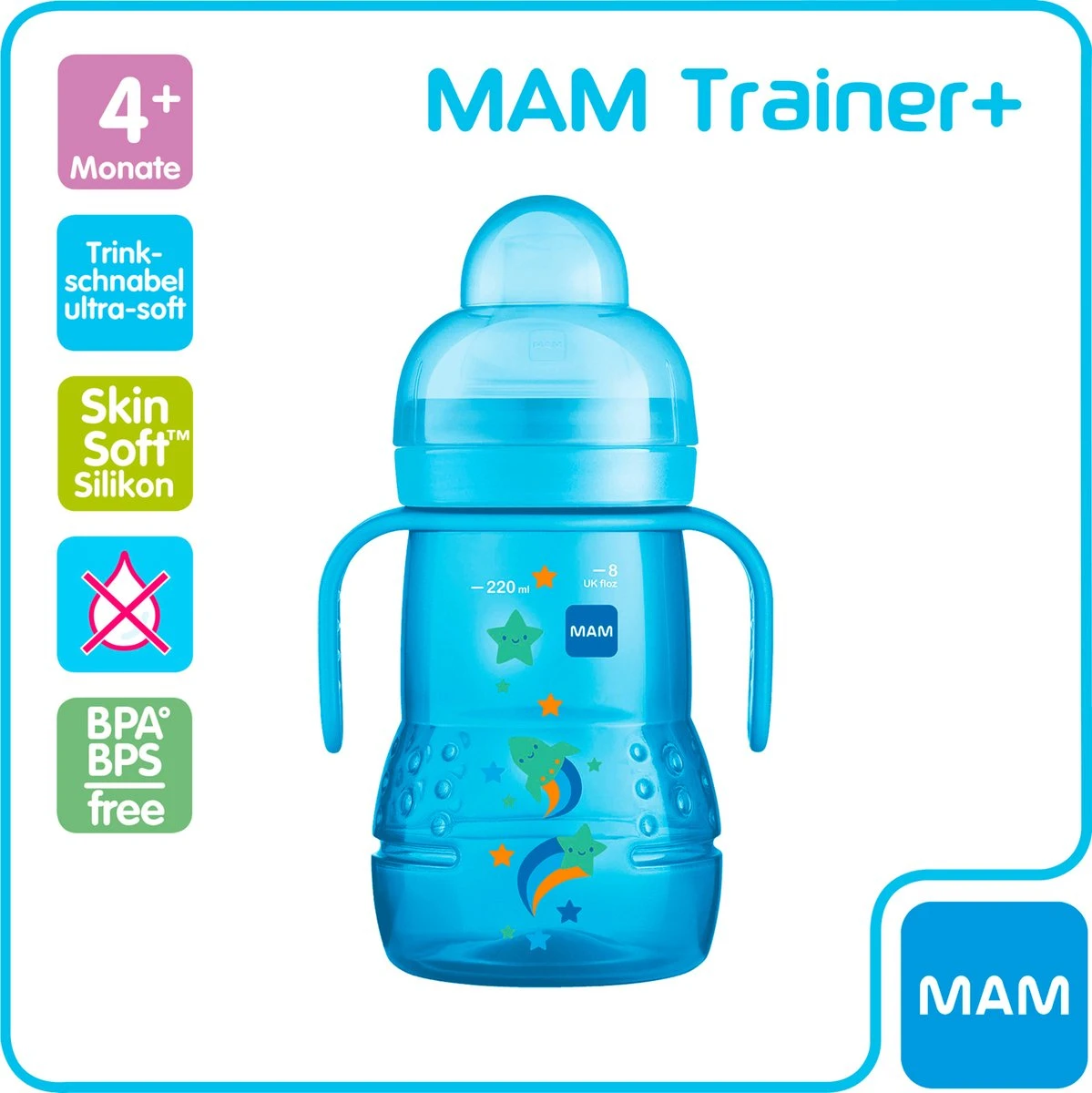 MAM Trainer+ | MAM Drinkbeker | MAM Drinkfles | Blauw | 220ML 7 MAM Trainer+ | MAM Drinkbeker | MAM Drinkfles | Blauw | 220ML - Afbeelding 5