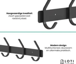 Loti Living Wandkapstok – 6 Haken - Wandkapstok Zwart – Wandkapstok Industrieel – Wandkapstok RVS – Kapstok – Muurkapstok – Handdoekrek – Mat Zwart -Baby Peuter Winkel 1200x1000 5