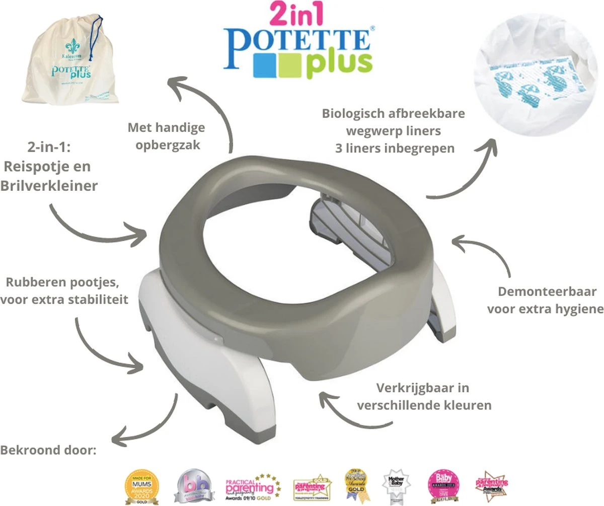 Potette Plus 2-in-1 Reispotje - Grijs 4 Potette Plus 2-in-1 Reispotje - Grijs - Afbeelding 2