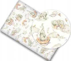 Hoeslaken Ledikant 100% Katoen- Olifant Ontwerp- 60x120 Cm