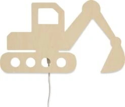 Wandlamp Kinderkamer/babykamer Graafmachine - Multiplex Houten Lampje Voor Aan De Muur Digger