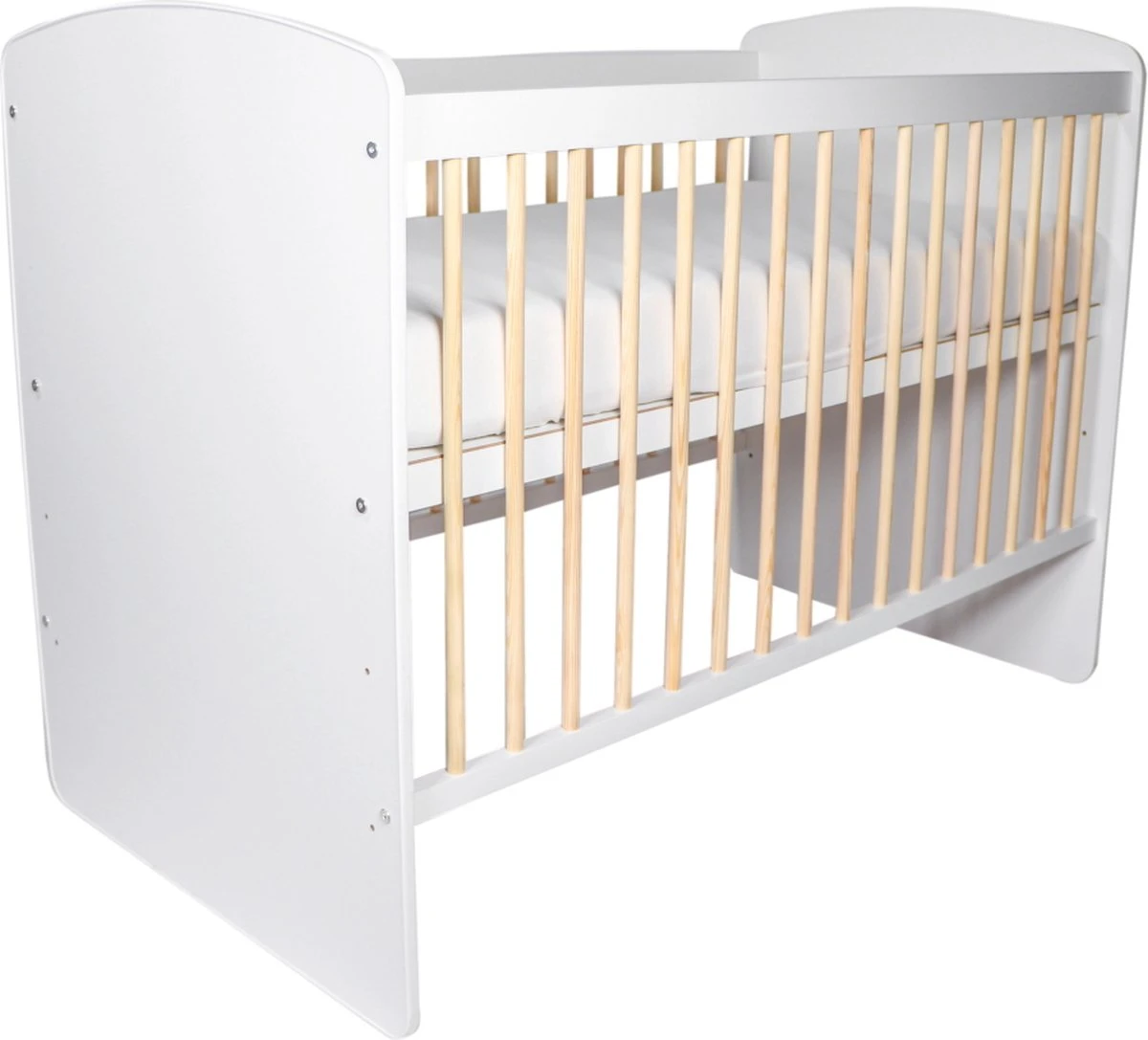 MamaLoes Karolina Ledikant - 60 X 120 Cm - Wit/Naturel - Verstelbare Bodem 3 MamaLoes Karolina Ledikant - 60 X 120 Cm - Wit/Naturel - Verstelbare Bodem