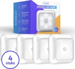 LED Nachtlampje Met Bewegingssensor - 4-PACK - Voor Volwassenen En Kinderen - Lamp Op Batterijen - Kastverlichting - Trapverlichting - Wandlamp Binnen - Kastlamp