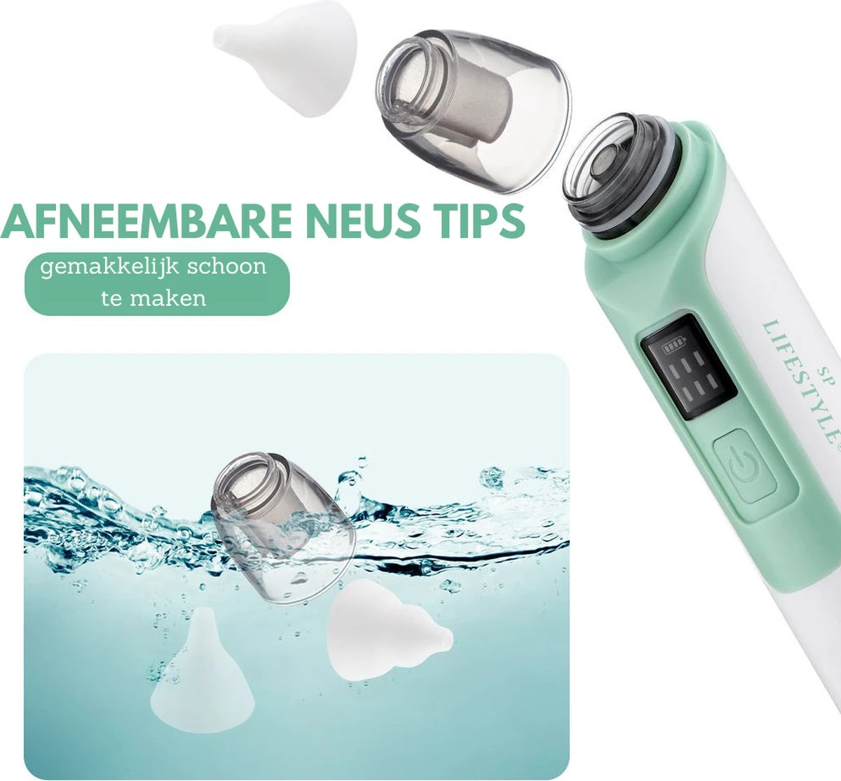 SP Lifestyle ® Neusreiniger Baby - Elektrische Neuszuiger Met USB - Snoetenpoetsers - Snotzuiger Baby - 6 Verschillende Standen 11 SP Lifestyle ® Neusreiniger Baby - Elektrische Neuszuiger Met USB - Snoetenpoetsers - Snotzuiger Baby - 6 Verschillende Standen - Afbeelding 9