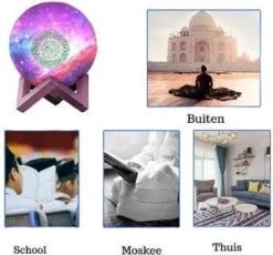 EQUANTU Tafellamp Bedienbaar Via App - Tafellamp Industrieel Draadloos - Kindertafellamp - Koran Lamp 7 Kleuren - Koran Speaker - Koran Lamp - Sterrenhemel - Nacht Lamp - Bluetooth Speaker - Projector Lamp - Dimbaar - Incl. Afstandsbediening - 15 CM -Baby Peuter Winkel 1200x1115 9