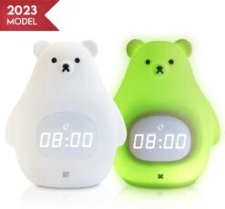 MM Brands Slaaptrainer - Kinderwekker - Slaapwekker Kinderen - Nachtlampje - Tijd & Tempratuur - 7 Lichtkleuren - Beer