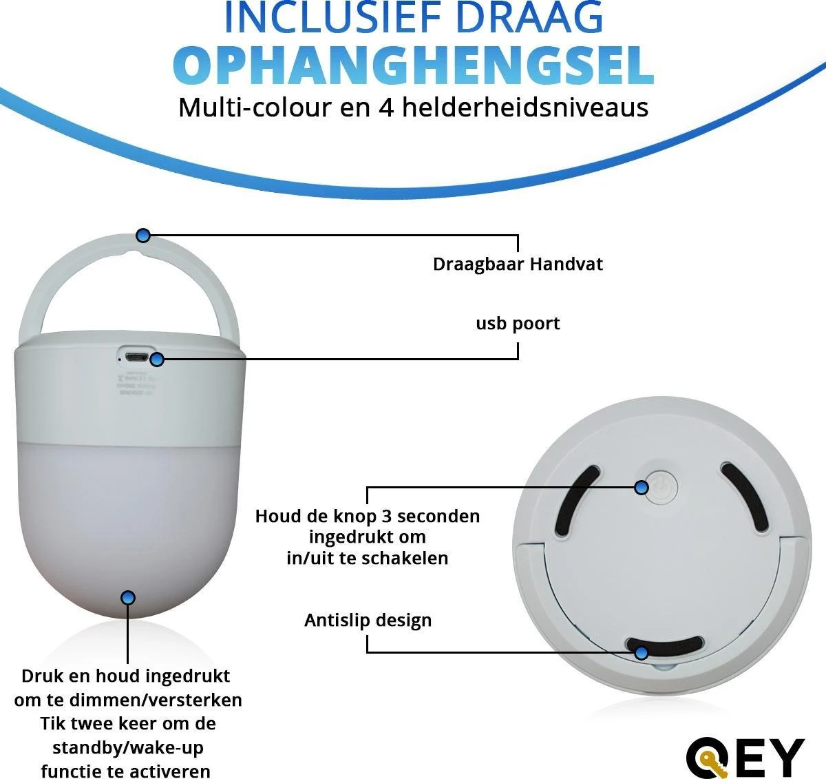 QEY - USB Oplaadbaar Nachtlampje 8 Instelbare Kleuren - LED Verlichting - Leeslamp - Tafellamp - Bedlamp Voor Baby, Kinderen & Volwassenen - Kinderkamer - Dimbaar - Touch Control - Multi Kleur & Wit Licht - RGB Nachtlamp 5 QEY - USB Oplaadbaar Nachtlampje 8 Instelbare Kleuren - LED Verlichting - Leeslamp - Tafellamp - Bedlamp Voor Baby, Kinderen & Volwassenen - Kinderkamer - Dimbaar - Touch Control - Multi Kleur & Wit Licht - RGB Nachtlamp - Afbeelding 3