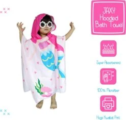 JAXY Badcape Baby - Badcape - Baby Badjas - Omslagdoek - Omslagdoek - Baby Handdoek Met Capuchon - Strandhanddoek - Badponcho - Poncho Handdoek - Microfiber - 60x90cm - Blauwe Zeemeermin -Baby Peuter Winkel 1200x1144 1