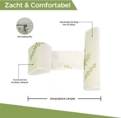 Novalits - Orthopedisch Baby Zijslaapkussen Met Traagschuim En Anti-Allergene Bamboe Microvezel Stof Om Een Plat Hoofd Tegen Te Gaan - Zijligkussen Voor Peuter - Babykussen Zijligging - Rolkussen - Steunkussen - Slaapondersteuning -Baby Peuter Winkel 1200x1171 8