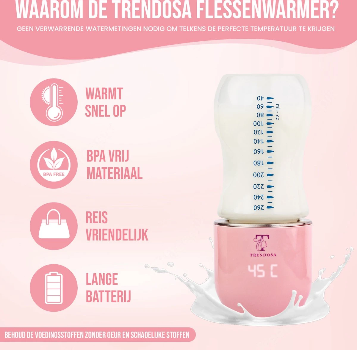 Trendosa Flessenwarmer Set - Draagbare Baby Flessenwarmer Voor Onderweg- Incl Speendoosje - Roze 8 Trendosa Flessenwarmer Set - Draagbare Baby Flessenwarmer Voor Onderweg- Incl Speendoosje - Roze - Afbeelding 6