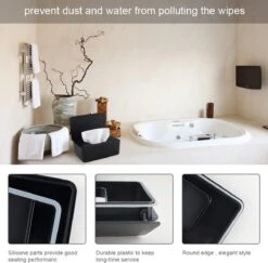 Selwo Vochtige Doekjesbox Voor Baby's, Opbergdoos Voor Vochtige Doeken, Babydoekjes, Toiletpapier, Doos, Zakdoekhouder, Kunststof, Vochtige Doeken, Dispenser, Doekbox, Servetbox, Zwart -Baby Peuter Winkel 1200x1179 8