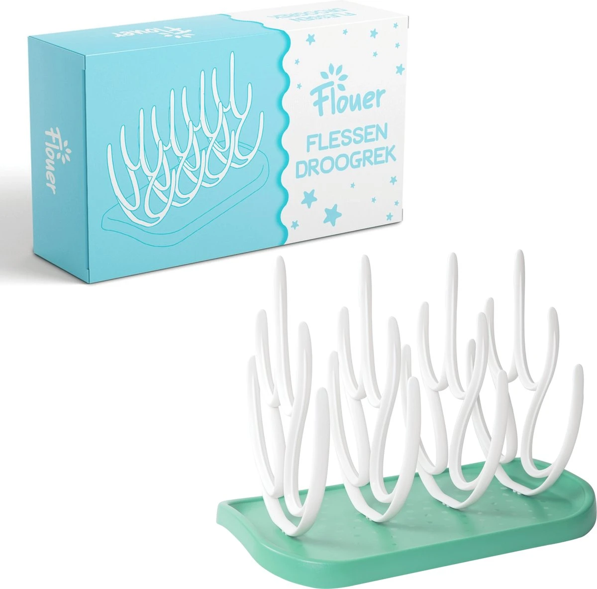 Flouer Flessen Droogrek - Flessenrek Baby - Droogrek Flessen Baby - Drying Rack - Afdruiprek Babyfles - Groen 3 Flouer Flessen Droogrek - Flessenrek Baby - Droogrek Flessen Baby - Drying Rack - Afdruiprek Babyfles - Groen