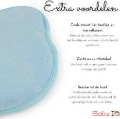 Baby IQ Orthopedisch Baby Hoofdkussen – Traagschuim – Tegen Plat Achterhoofd – Baby Kussen Plat Hoofd - Kraamcadeau – Blauw – Incl Gratis Bandana Slabber -Baby Peuter Winkel 1200x1188 7