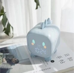 Slaaptrainer 3 In 1- Wakker Licht, Wekker En Nachtlamp-Blauw Dino Ontwerp