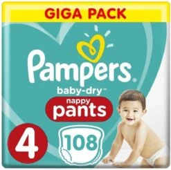 PampersĀ® Pampers Baby Dry Nappy Pants - Maat 4 (9-15kg) - 108 Stuks