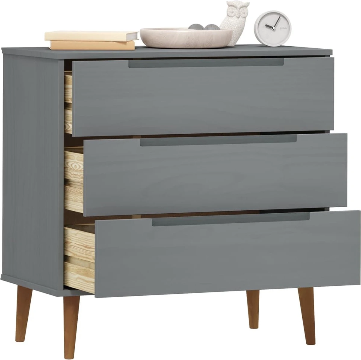 VidaXL Ladekast MOLDE 80x40x80 Cm Massief Grenenhout Grijs 10 VidaXL Ladekast MOLDE 80x40x80 Cm Massief Grenenhout Grijs - Afbeelding 8