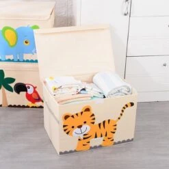 Opbergkist Kinderen - Speelgoedkist - Vrolijke Tijger - Opbergkist Voor De Babykamer - Wasmand Kinderkamer - Opbergen Speelgoedmand - Wit - Geel -Baby Peuter Winkel 1200x1198 47