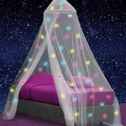 Klamboe Met Glow In The Dark Eenhoorns - Hemelbed Voor Kinderkamer Of Volwassenen - Eenhoorn Sluier Hemeltje En Bedtent - Baby Muggennet Bedhemel Decoratie