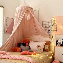 Kinderbed Luifel Ronde Koepel, Kinderkamer Decoraties, Katoenen Klamboe, Kinderen Prinses Spelen Tenten, Kamerdecoratie Voor Baby (roze)
