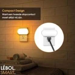 LÉBOL. Smart. - LED Nachtlampje Stopcontact X2 - Incl. E-Book - Dag & Nacht Sensor - Kinderen & Volwassenen - Warm Wit -Baby Peuter Winkel 1200x1200 1408