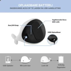 TIKKENS® LED Walvis Nachtlampje Kinderen & Baby's - 7 Kleuren - Touch Bediening - Kinderkamer - Babykamer - Kinderen - Tafellamp Slaapkamer -Baby Peuter Winkel 1200x1200 1471