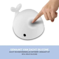 TIKKENS® LED Walvis Nachtlampje Kinderen & Baby's - 7 Kleuren - Touch Bediening - Kinderkamer - Babykamer - Kinderen - Tafellamp Slaapkamer -Baby Peuter Winkel 1200x1200 1473