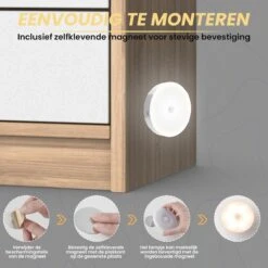 B-care Ledverlichting Met Bewegingssensor - Trapverlichting - Draadloos En Oplaadbaar - LED Verlichting - Nachtlamp Met Oplaadbare Batterij - Zacht Wit Licht - Sensor - Kastverlichting - Nachtlampje - Badkamerverlichting - Spiegelverlichting -Baby Peuter Winkel 1200x1200 1494