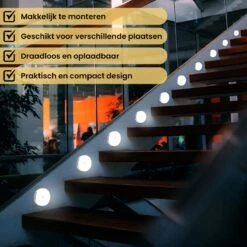 B-care Ledverlichting Met Bewegingssensor - Trapverlichting - Draadloos En Oplaadbaar - LED Verlichting - Nachtlamp Met Oplaadbare Batterij - Zacht Wit Licht - Sensor - Kastverlichting - Nachtlampje - Badkamerverlichting - Spiegelverlichting -Baby Peuter Winkel 1200x1200 1498