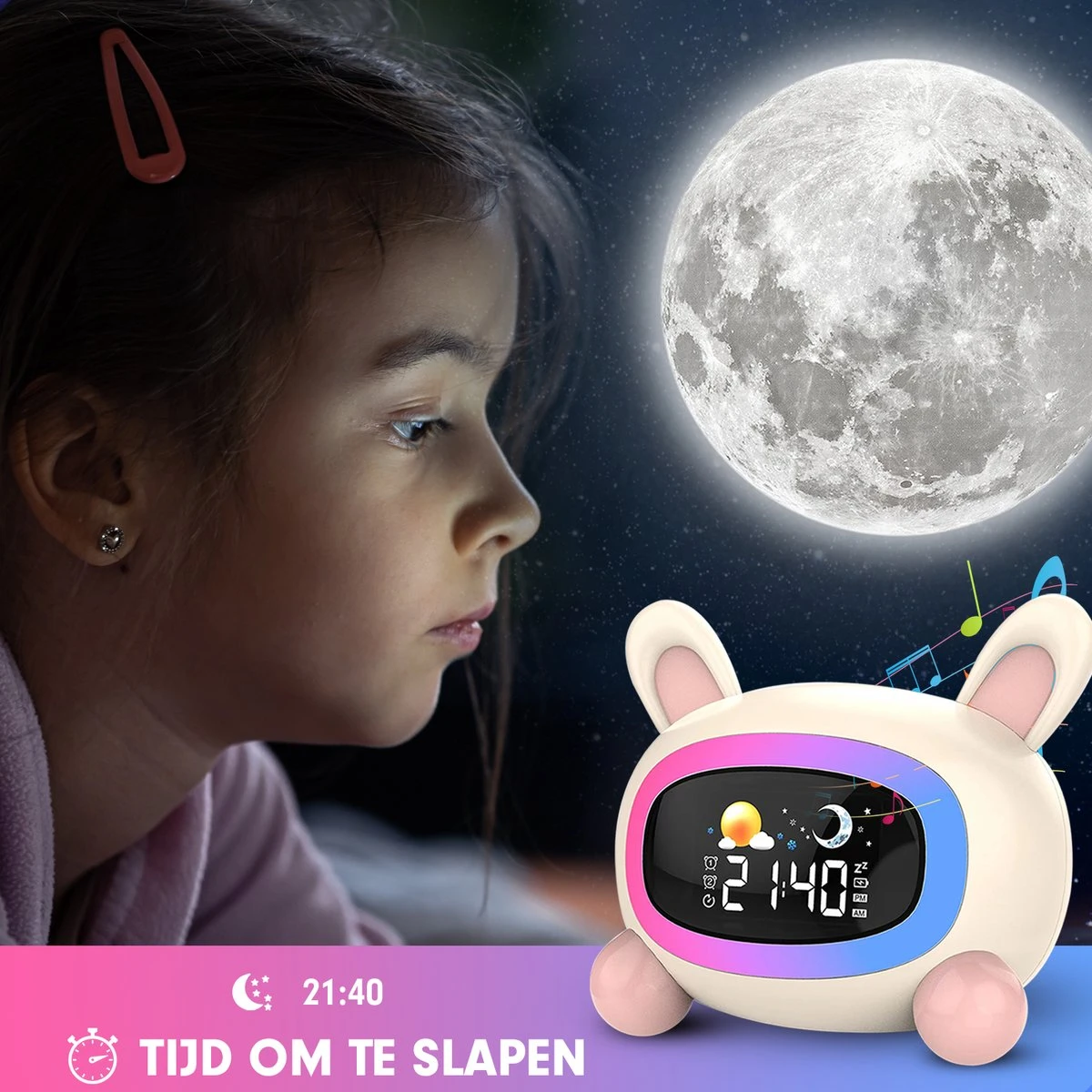 Westhome Slaaptrainer Voor Kinderen - Kinderwekker Met Nachtlampje - Konijn 4 Westhome Slaaptrainer Voor Kinderen - Kinderwekker Met Nachtlampje - Konijn - Afbeelding 2