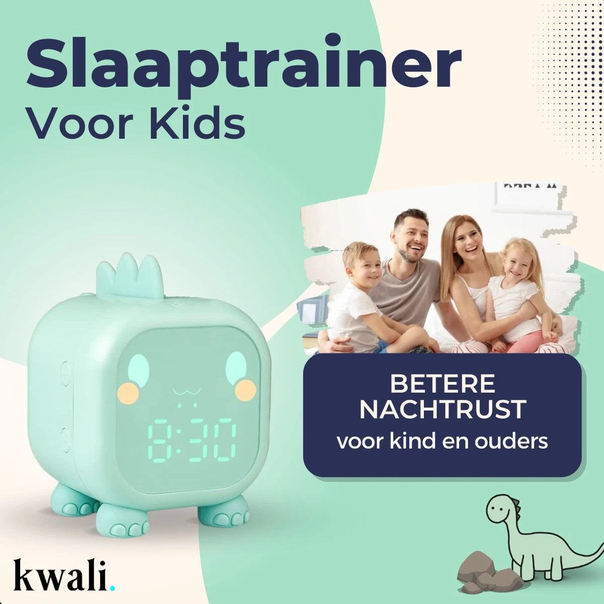 Kwali.® Slaaptrainer Kinderen - Kinderwekker - Nachtlampje Kinderen - Dino 5 Kwali.® Slaaptrainer Kinderen - Kinderwekker - Nachtlampje Kinderen - Dino - Afbeelding 3