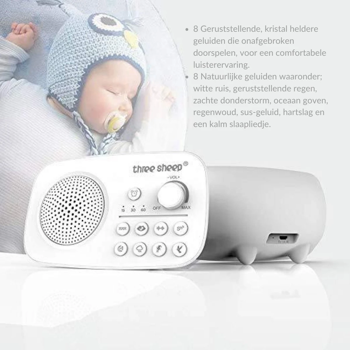 Lovnix - Baby Slaap Machine - Witte Ruis Machine/Generator - Slaap Geluidsmachine - Geluids Therapie - Slaaphulp - Muziekdoos - Slaaptrainer - Wit 17 Lovnix - Baby Slaap Machine - Witte Ruis Machine/Generator - Slaap Geluidsmachine - Geluids Therapie - Slaaphulp - Muziekdoos - Slaaptrainer - Wit - Afbeelding 15