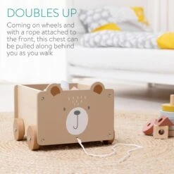 Navaris Houten Speelgoedkist Op Wielen - Opbergbox Voor Speelgoed - Inclusief Trektouw - Beer - 25,5 X 24 X 20 Cm - Bruin -Baby Peuter Winkel 1200x1200 1828