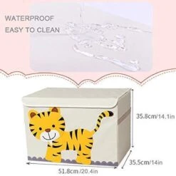 Opbergkist Kinderen - Speelgoedkist - Vrolijke Tijger - Opbergkist Voor De Babykamer - Wasmand Kinderkamer - Opbergen Speelgoedmand - Wit - Geel -Baby Peuter Winkel 1200x1200 1837