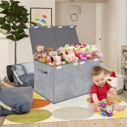 Posity Speelgoedkist - Speelgoedmand - Speelgoeddoos- Opbergmand Voor Speelgoed -Met Deksel In Het Grijs -Baby Peuter Winkel 1200x1200 1860