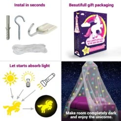 Klamboe Met Glow In The Dark Eenhoorns - Hemelbed Voor Kinderkamer Of Volwassenen - Eenhoorn Sluier Hemeltje En Bedtent - Baby Muggennet Bedhemel Decoratie -Baby Peuter Winkel 1200x1200 2075