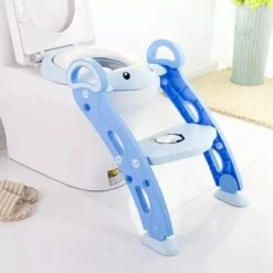 Universeel Toilet Training Met Trapje - Blauw - Opvouwbaar WC Bril Verkleiner Met Handvaten En Opstapje - Zindelijkheid Training - Toilet Bril Zitje - Zacht Rubber Afneembaar En Wasbaar Zitje - Urinoirs Voor Peuters Leeftijd: 2 Tot 7 Jaar