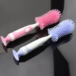 Merkloos Flessenborstel - Schoonmaakborstel Babyfles - Flessenreiniger - Fles Afwasborstel - Borstel Voor Drinkbus Of Drinkfles - Silicone - Duurzaam - Roze -Baby Peuter Winkel 1200x1200 2521