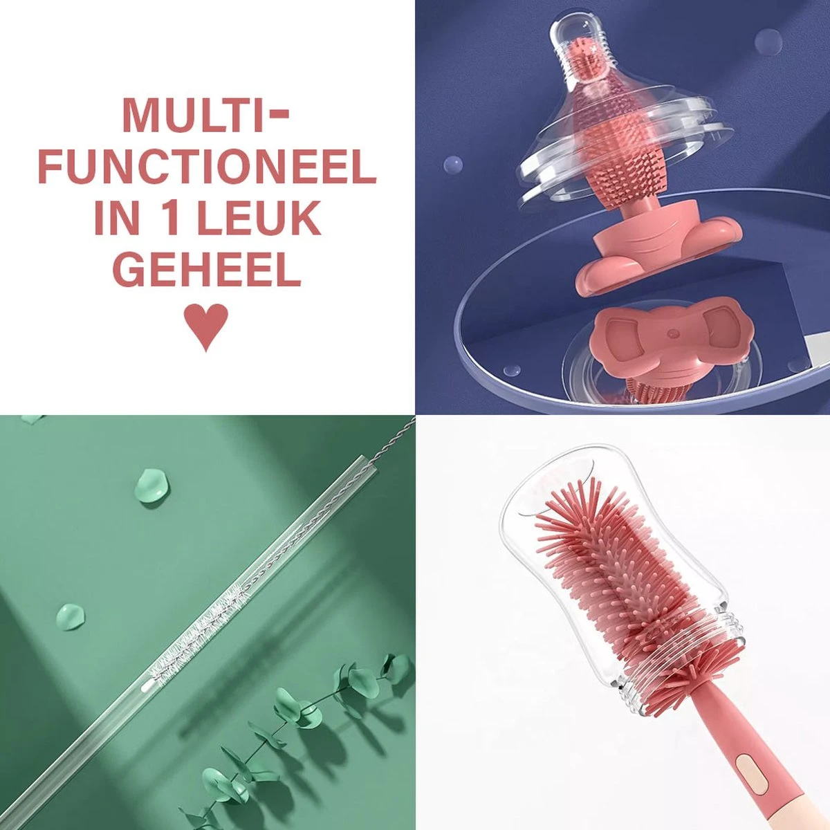 Baby Flessenborstel - Flessenreiniger - Flessenborstel Siliconen - Flesvoedingsaccessoires - BPA Vrij - Blauw - 3 In 1 5 Baby Flessenborstel - Flessenreiniger - Flessenborstel Siliconen - Flesvoedingsaccessoires - BPA Vrij - Blauw - 3 In 1 - Afbeelding 3