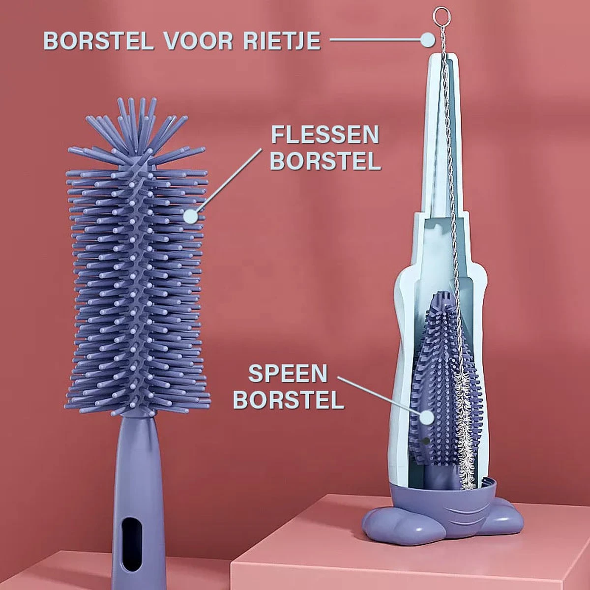 Baby Flessenborstel - Flessenreiniger - Flessenborstel Siliconen - Flesvoedingsaccessoires - BPA Vrij - Blauw - 3 In 1 10 Baby Flessenborstel - Flessenreiniger - Flessenborstel Siliconen - Flesvoedingsaccessoires - BPA Vrij - Blauw - 3 In 1 - Afbeelding 8
