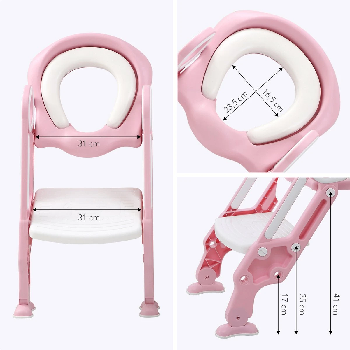 LifeGoods WC Verkleiner Met Trapje - Trainer Met Opstapje - 2 Tot 7 Jaar - Roze/Wit 11 LifeGoods WC Verkleiner Met Trapje - Trainer Met Opstapje - 2 Tot 7 Jaar - Roze/Wit - Afbeelding 9